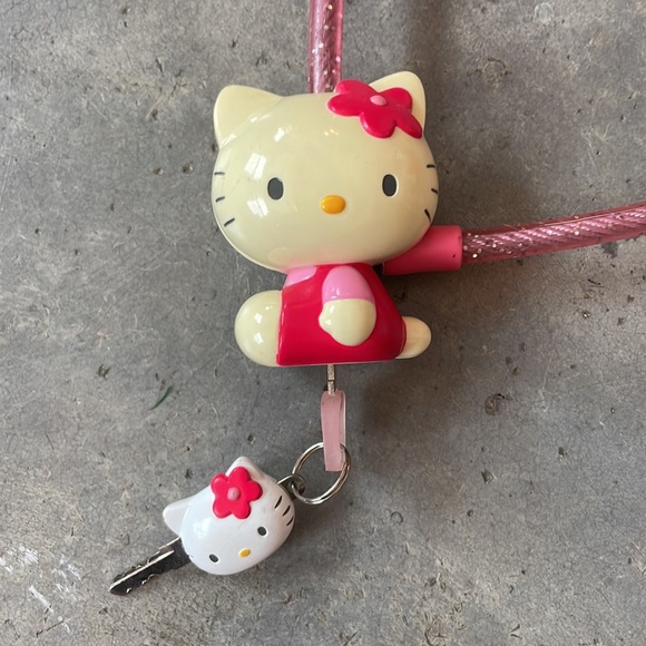 Vintage Sanrio Hello Kitty pink glitter cable bike lock Japan - Picture 3 of 12